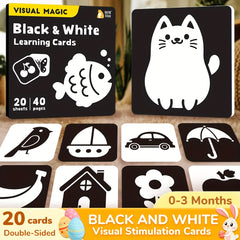 40 Pages Baby Flashcards High Contrast Newborn Brain Development Toy