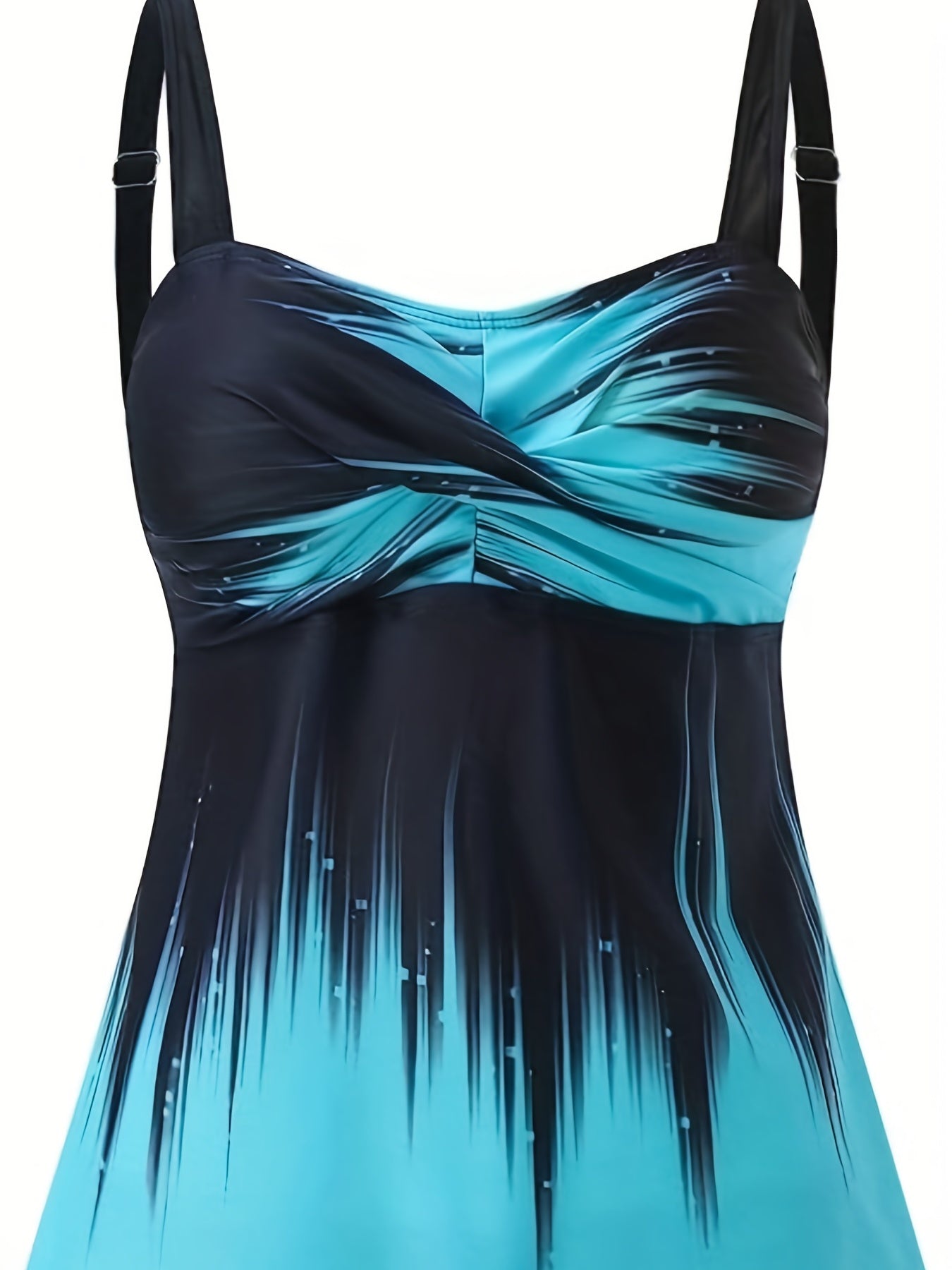  Ombre Print Twist Front Tank Top & Knot Side Shorts Swimsuit Set
