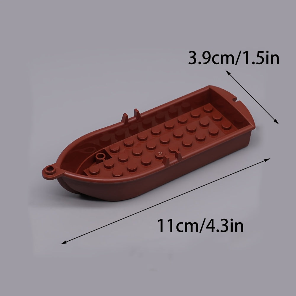 3pcs Hand Rowing Boat Building Blocks Set ABS Material Deep Brown