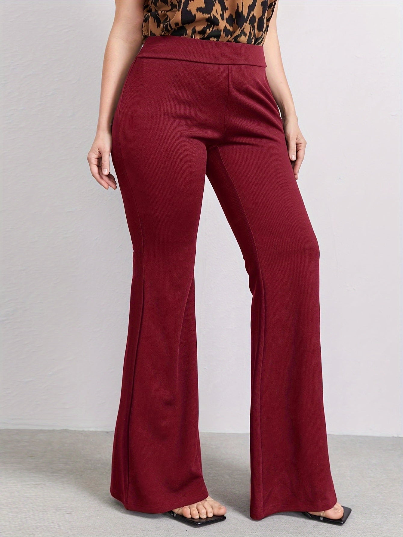  Women's High Waist Flared Leg Trousers
