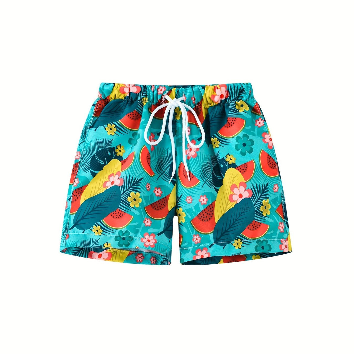Boys Flower Leaf Watermelon Print Shorts for Vacation Beach