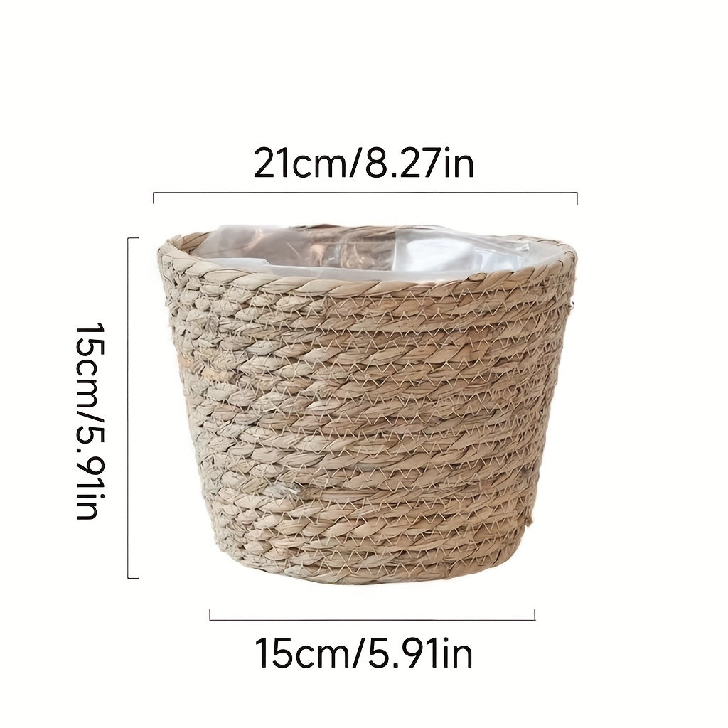 Straw Woven Storage Basket Flower Pots Plant Container Indoor & Outdoor
