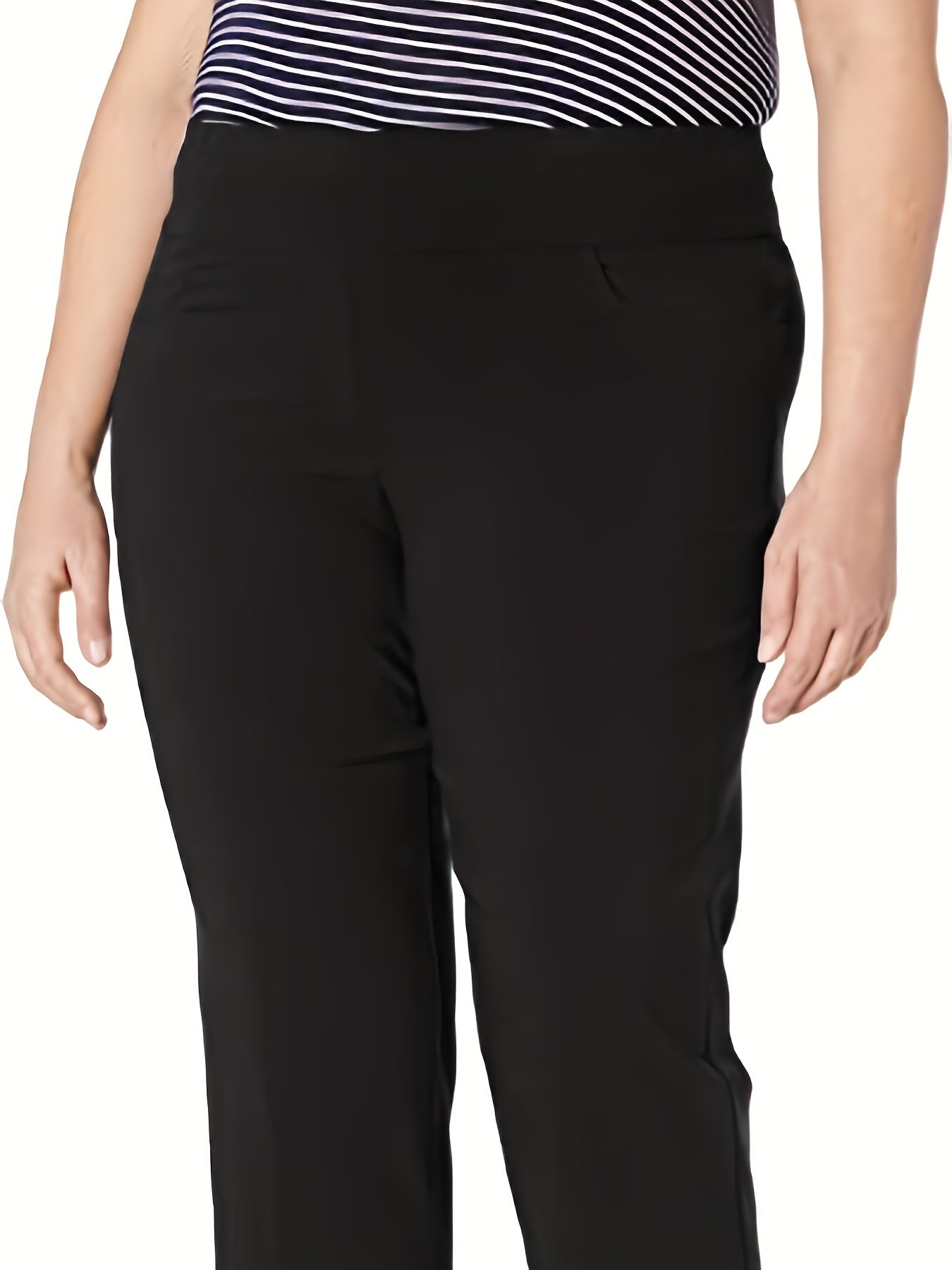  Solid Stretch Workwear Pants - Straight Leg