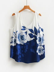  Floral Print V Neck Tank Top