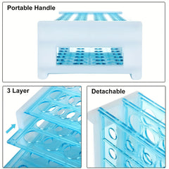 1pc Test Tube Rack for 15-18mm Tubes, Holds 50pcs, Disassemblable