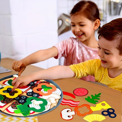 34pcs Fun Felt Pizza Set Simulation Food for Cognitive Recognition Ability