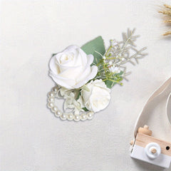 Wrist Corsage & Boutonniere Set for Wedding