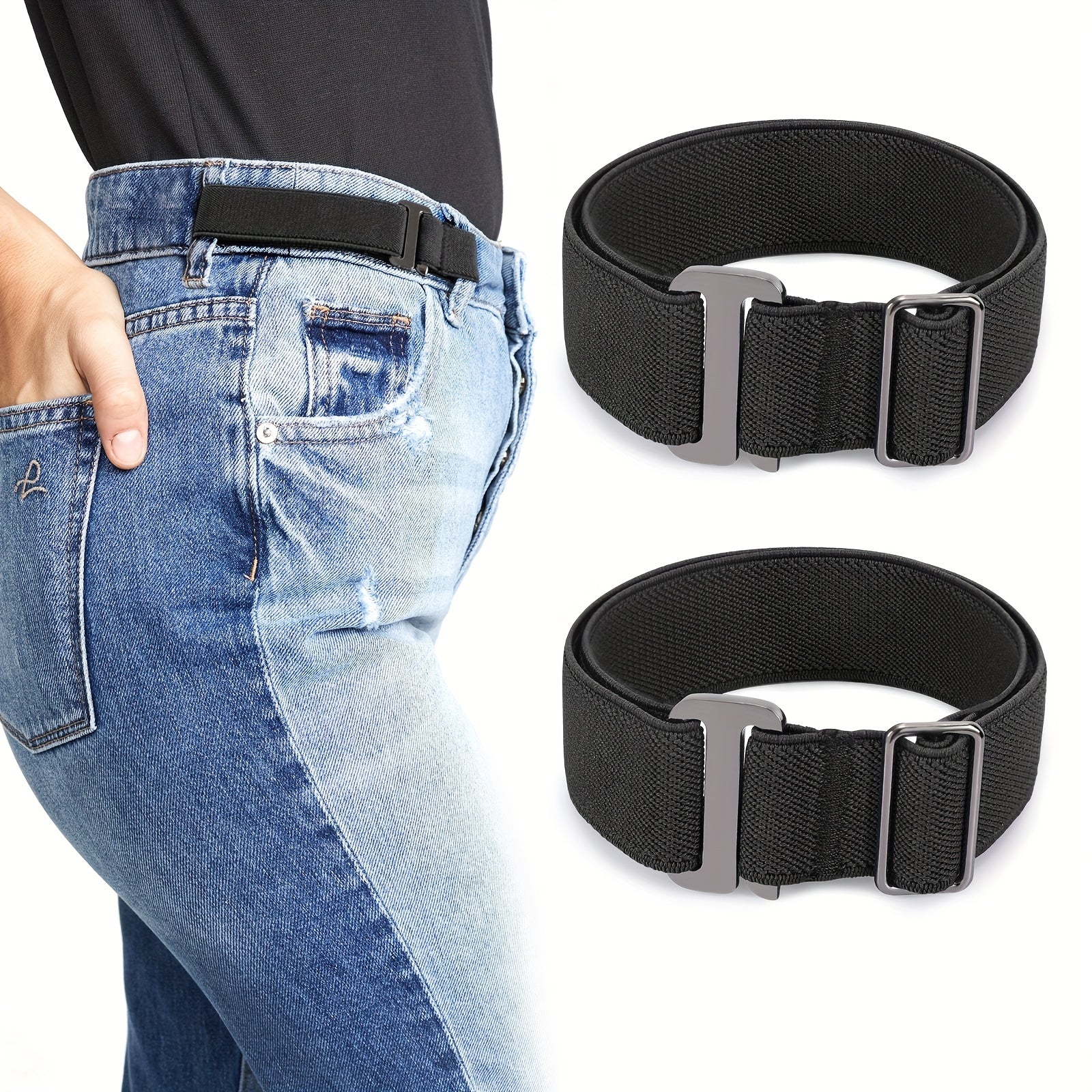 2 Pack Ruicyg No Buckle Stretch Men's Belt