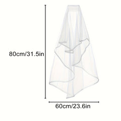 6pcs French Bridal Veil Wedding Headpiece Set with Belt and Crown