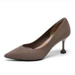 Women's Knitted Pointed Toe High Heels Slip On Stiletto Heels Dress Pumps