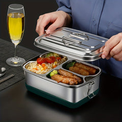Large Capacity Stainless Steel Lunch Box 2000ml Double Layer Bento Box