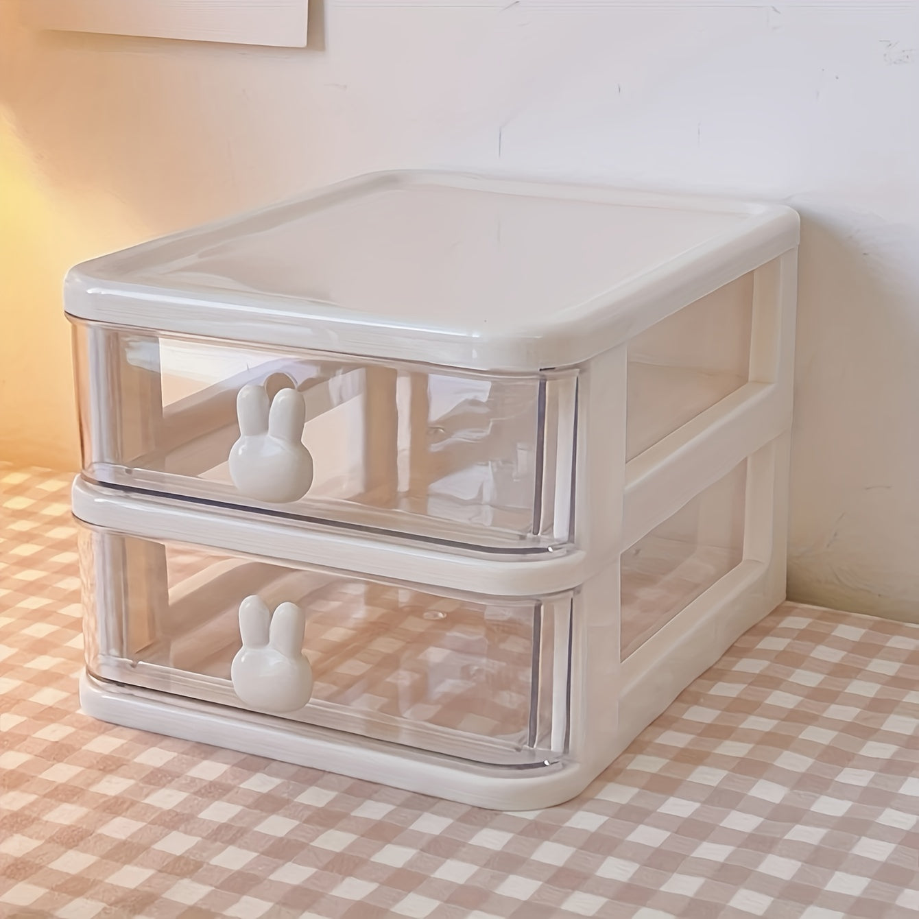 1pc Rabbit Handle Storage Box College Style Desktop Storage Box Teenager Gift