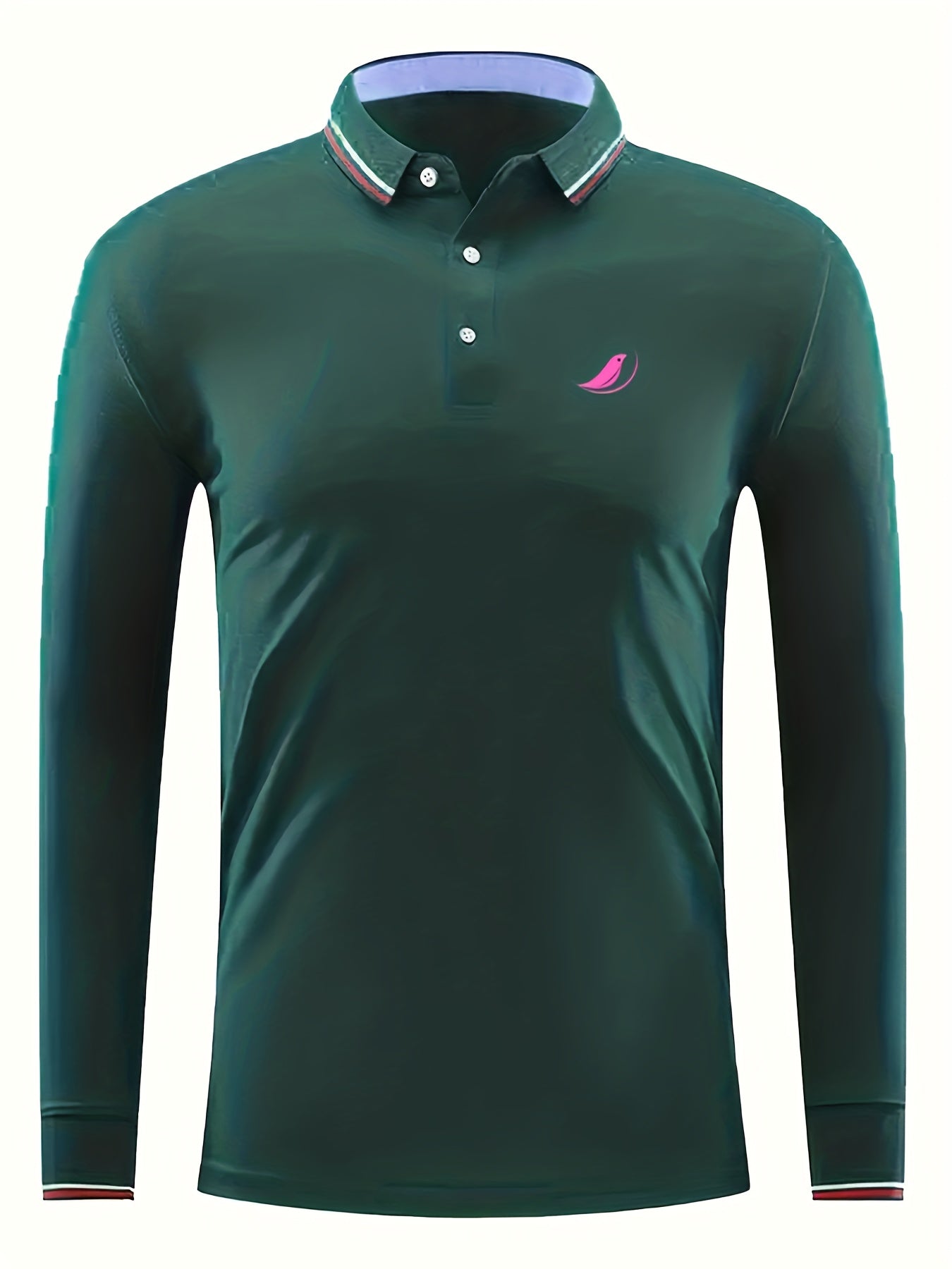 Pink Bird Men's Polo Shirt Long Sleeve Top