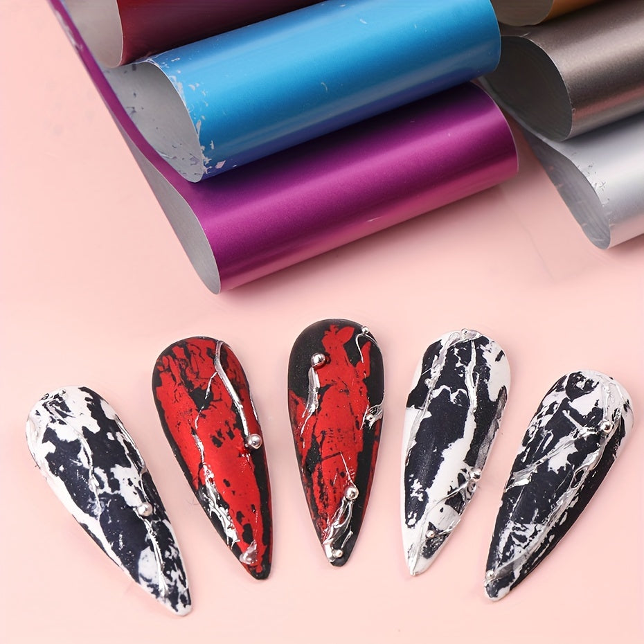 10pcs Golden Starry Nail Foils Matte Mirror Metal Paper Gel Polish Transfer