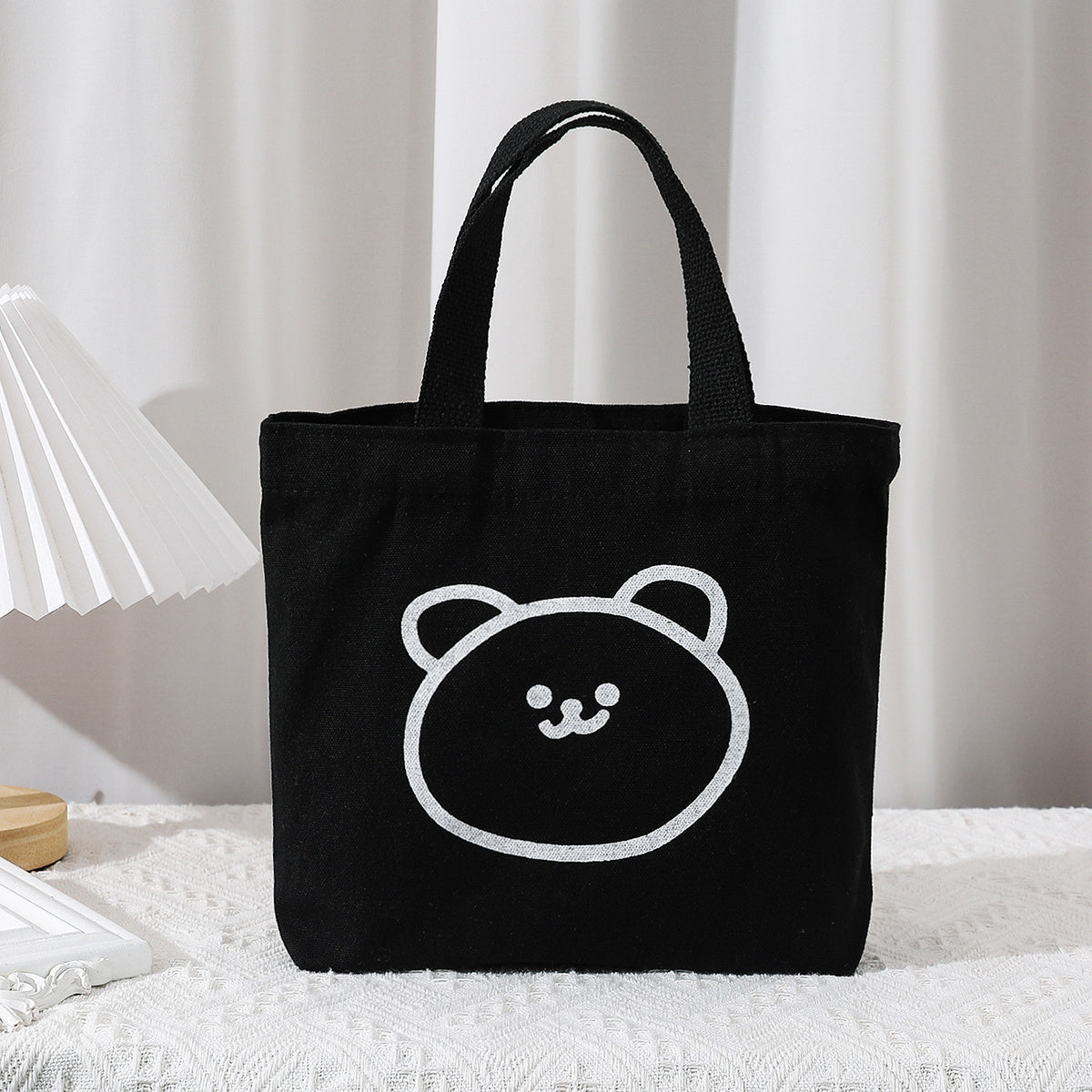 Cartoon Bear Handbag Lunch Box Bag Handle Canvas Bag