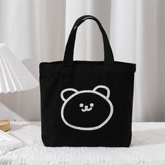 Cartoon Bear Handbag Lunch Box Bag Handle Canvas Bag