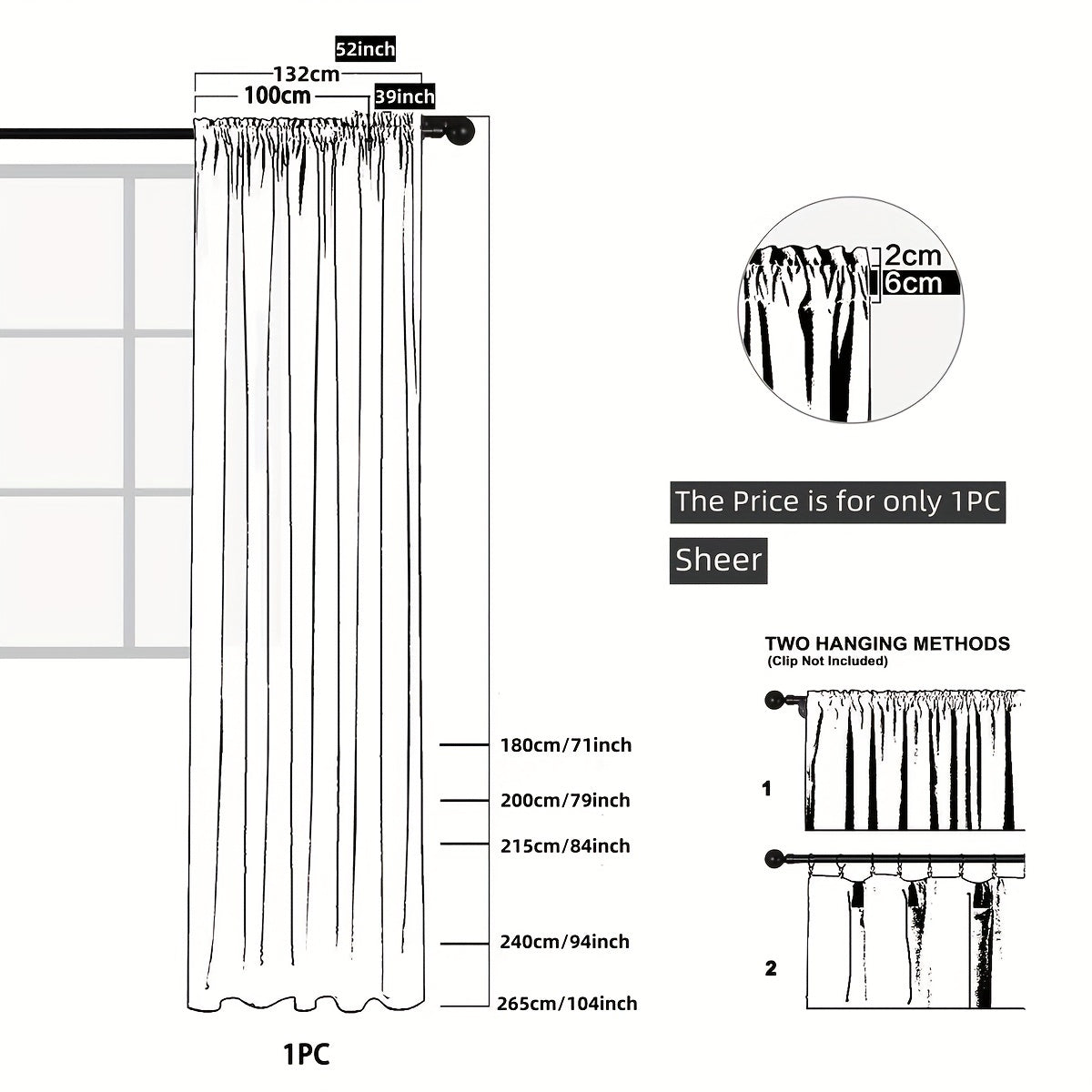 Euro Geometric Sheer Curtain for Living Room Bedroom