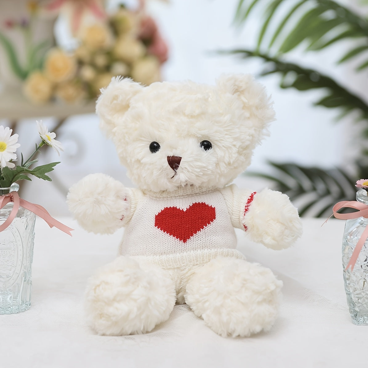 11.8 Inch Teddy Bear Plush Toy with Heart Pattern Clothes