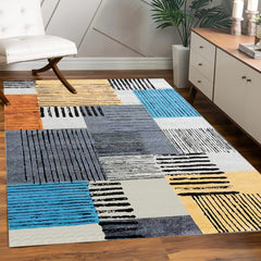 Colorful Checkered Large Area Carpet Non Slip Backing
