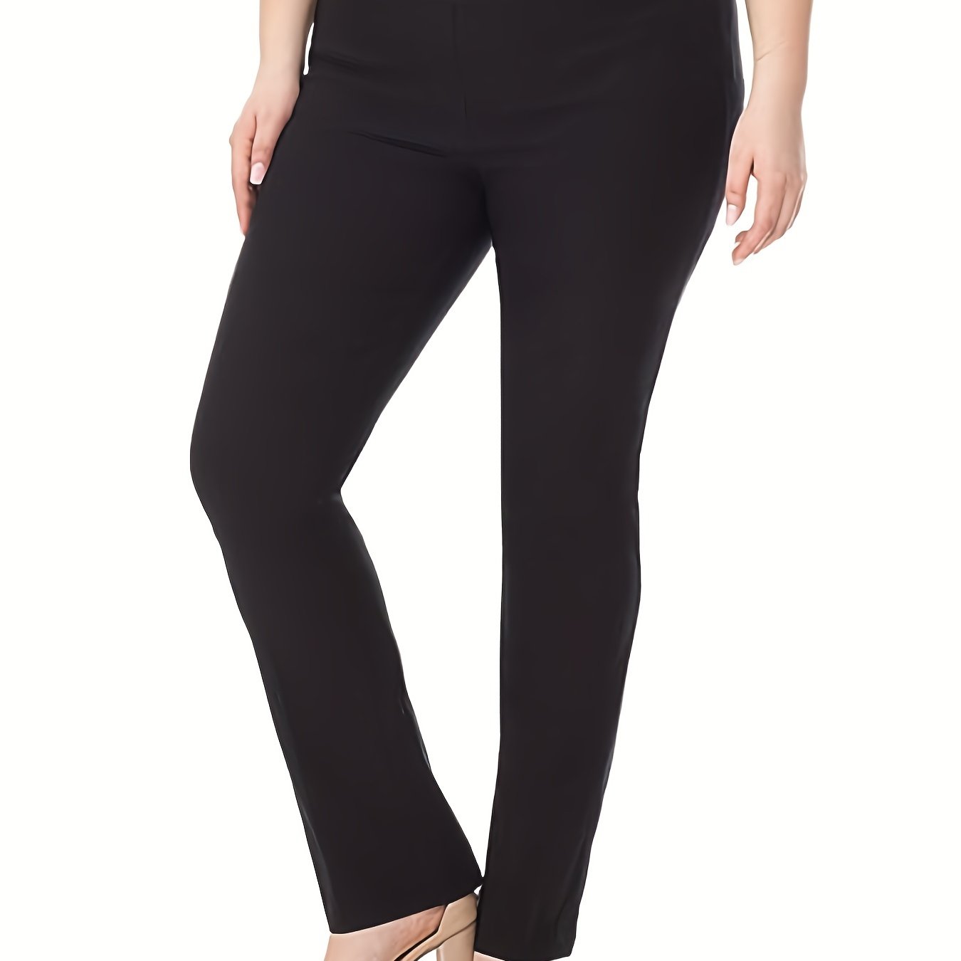 Plus Size High Rise Straight Leg Trousers