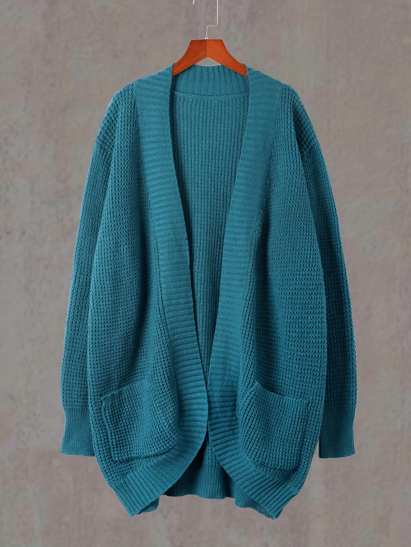  Open Front Long Sleeve Cardigan with Pockets