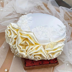 Satin Flower Fascinator Hat Bridal Wedding Headwear French Style Beret