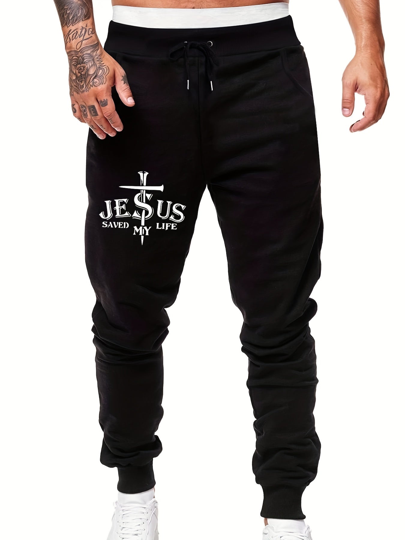 Jesus Saved My Life Men's Drawstring Sweatpants