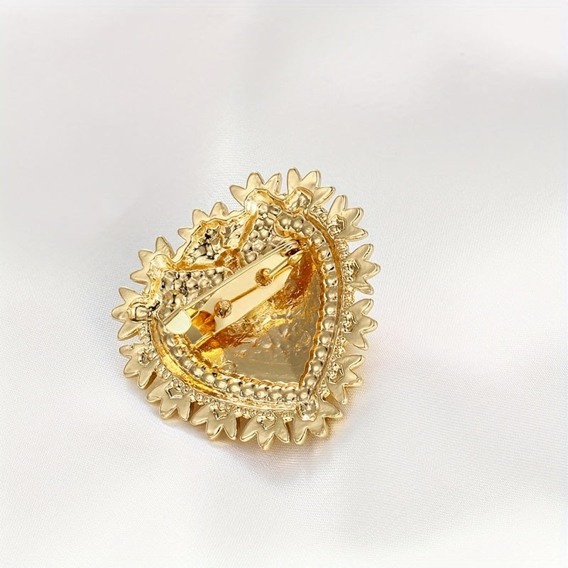 Golden Plated Heart Brooch For Men