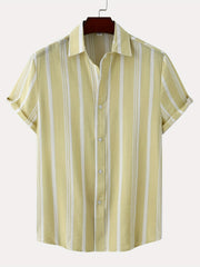 Stripe Print Men's Short Sleeve Shirt for Vacation