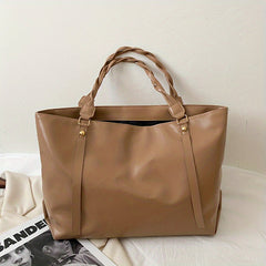 Minimalist Solid Tote Bag Satchel Handbag For Work Twisted Straps
