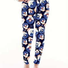  Santa Claus Print High Rise Leggings