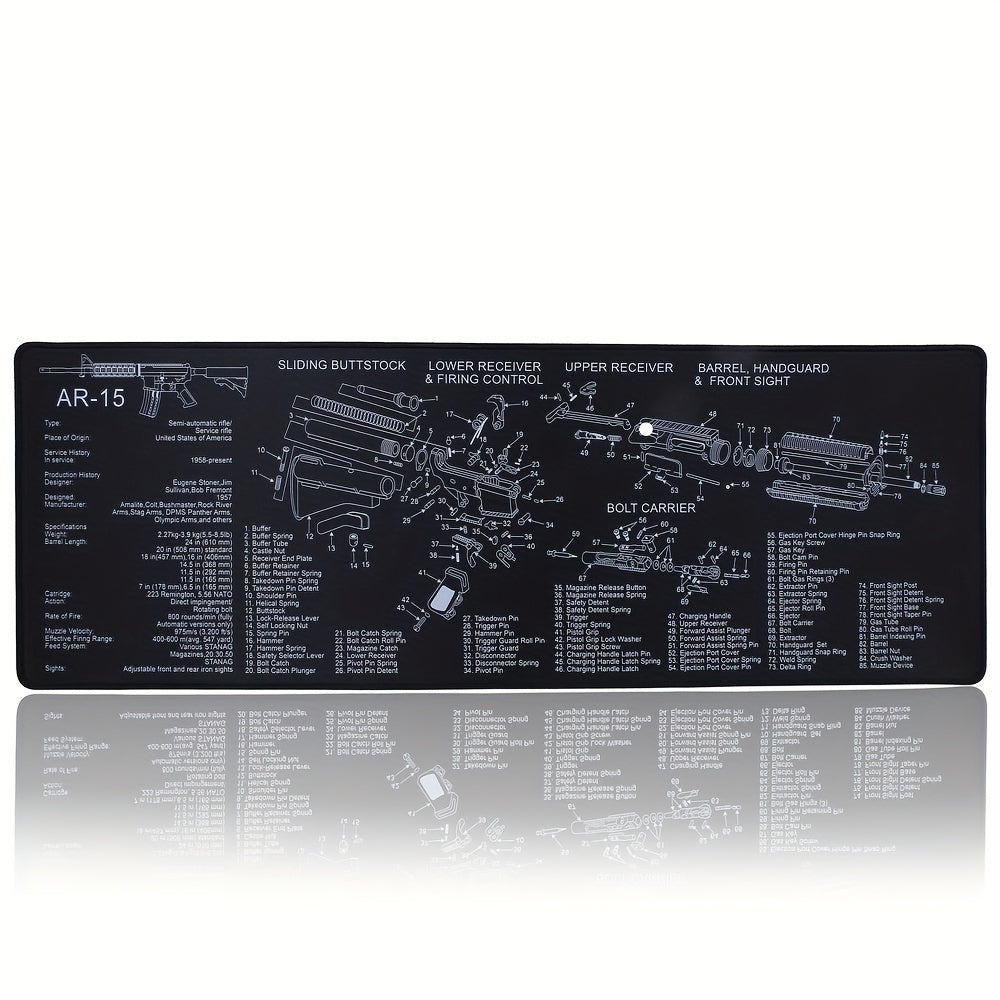 AR15 Gun Cleaning Mat with Parts Diagram & Instructions