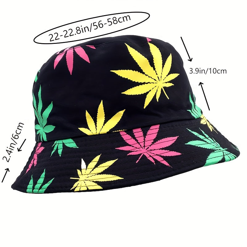 Colorful Maple Leaf Bucket Hat Men's Hip Hop Basin Hat