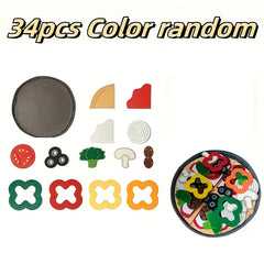 34pcs Fun Felt Pizza Set Simulation Food for Cognitive Recognition Ability