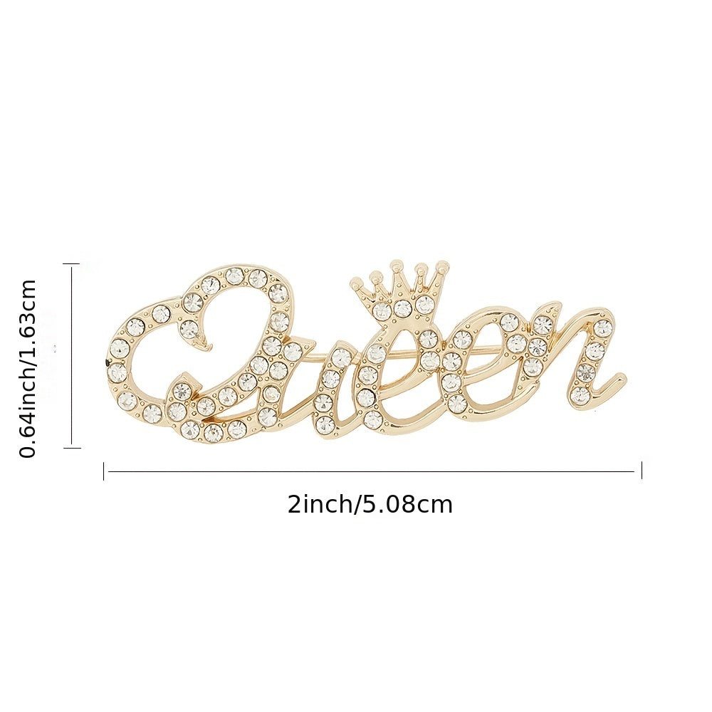 Rhinestone Inlaid Queen Crown Scarf Pin Brooch