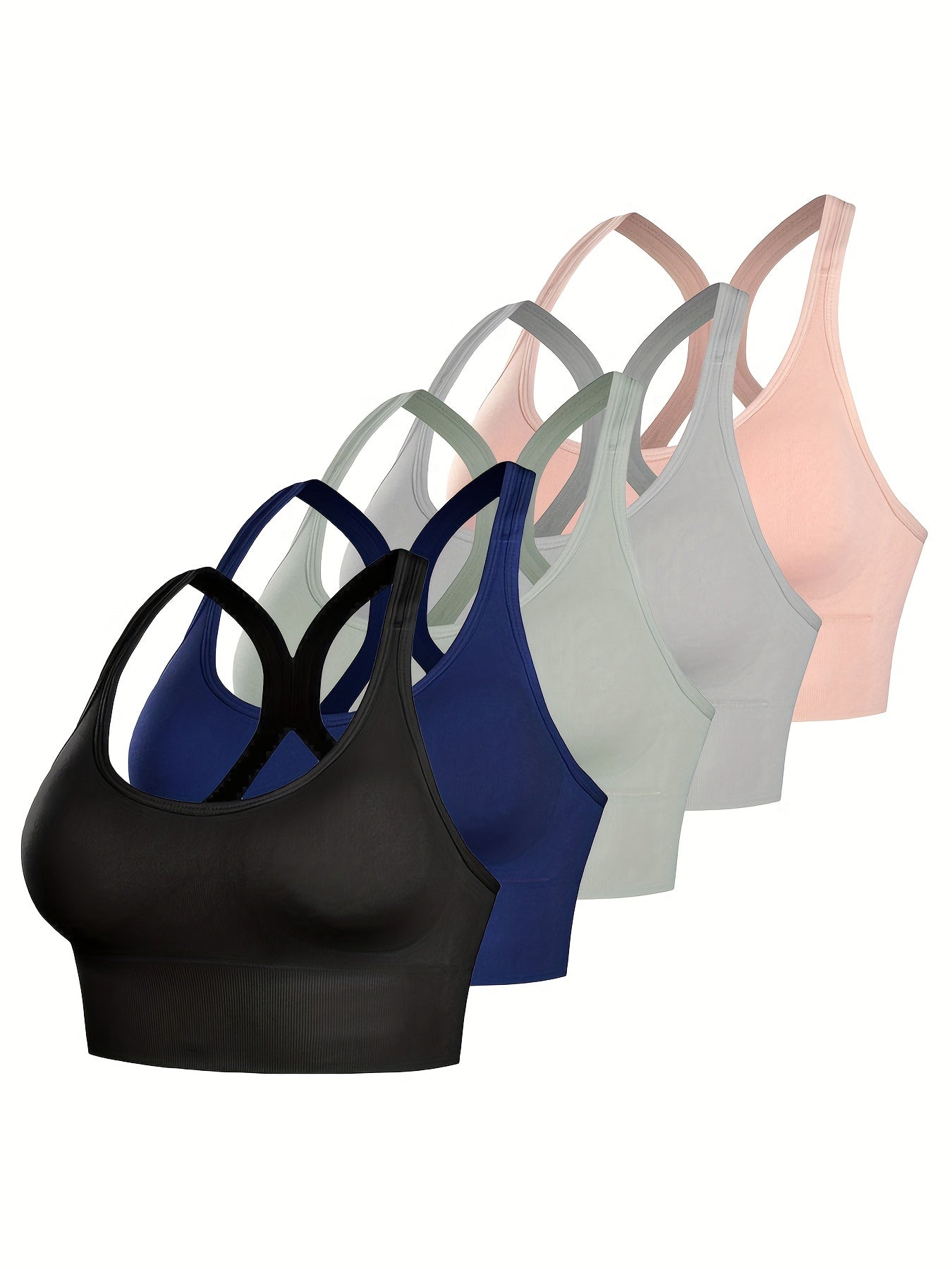 5pcs Sports Bras Cut Out Breathable Push Up Shockproof Women's Lingerie