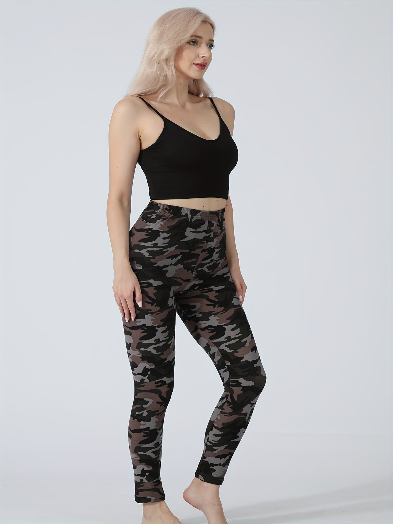 Camo Print Lounge Pants Casual Slim Elastic Waistband Pants