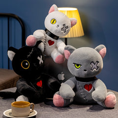 Gothic Cat Plush Toy Creepy Kitten Stuffed Animal Halloween Easter Christmas