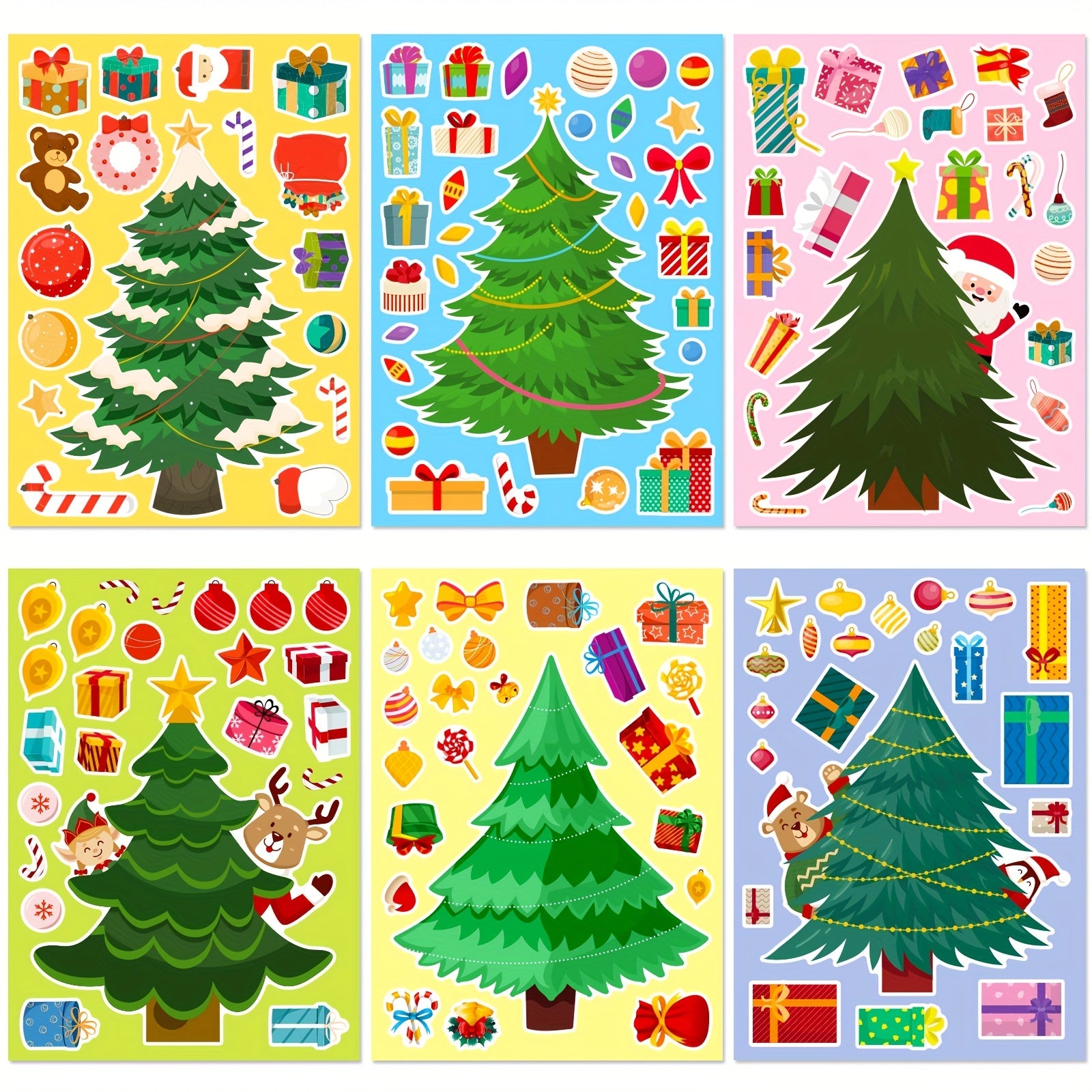 6 Sheets Christmas Make Your Own Stickers for Party Favors