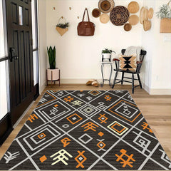 Geometric Pattern Soft Faux Sheepskin Floor Mat Machine Washable