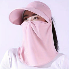 Ponytail Sports Sun Visor Hat with Neck Gaiter - Mesh Breathable Cap