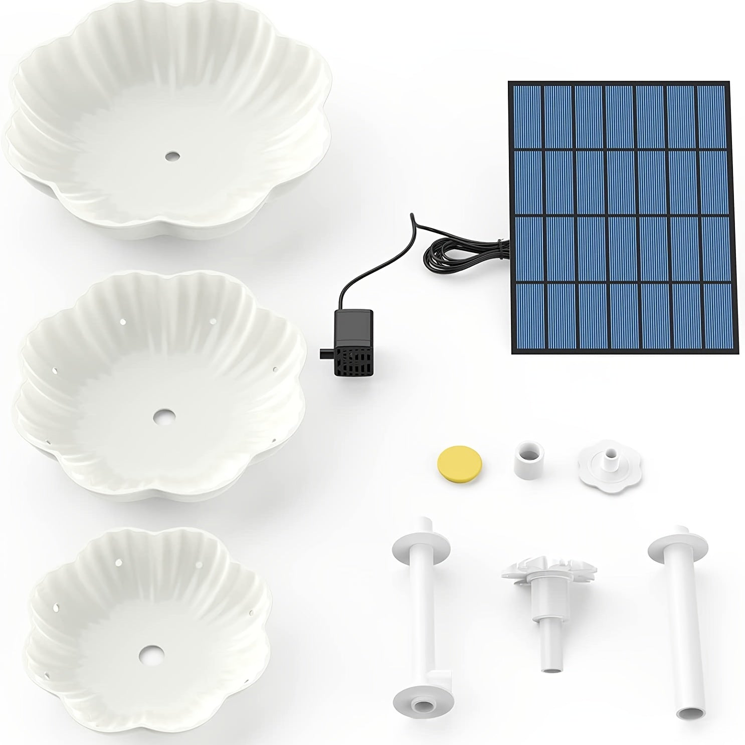 3 Tiered Bird Bath With 3 5W Solar Pump DIY Solar Fountain