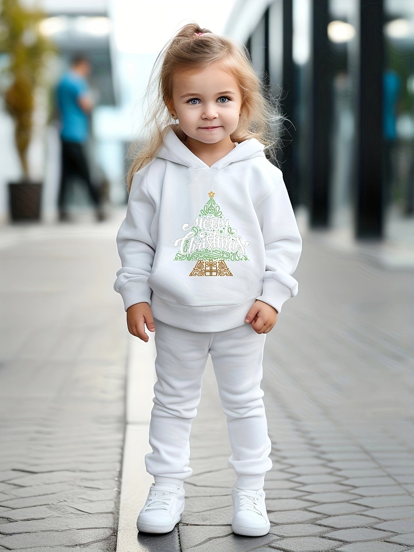 Girls 2pc Christmas Tree Hooded Sweatshirt & Sweatpants Set