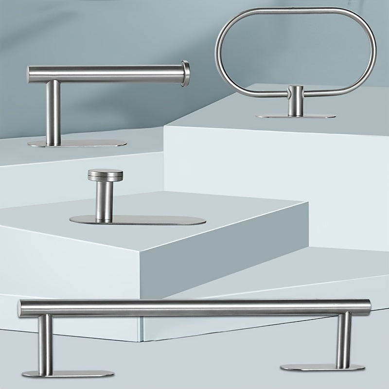 4pc Stainless Steel Bathroom Accessories Set Towel Bar Ring Holder Hooks