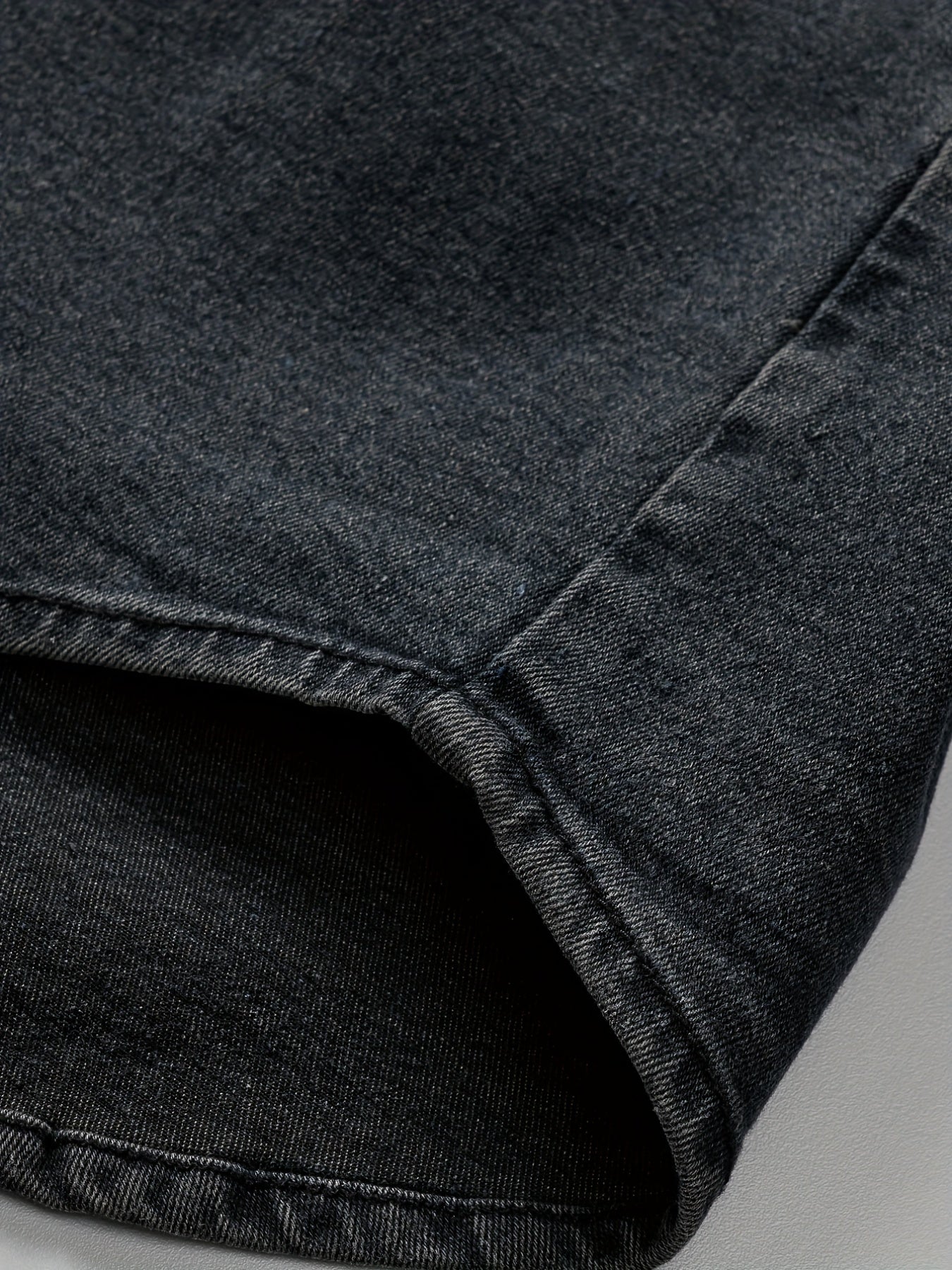 Men's Slim Denim Jacket Casual Crew Neck Top