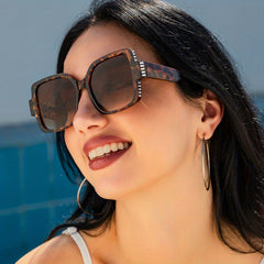 Y2K Square Sunglasses Rhinestone Gradient Glasses UV400