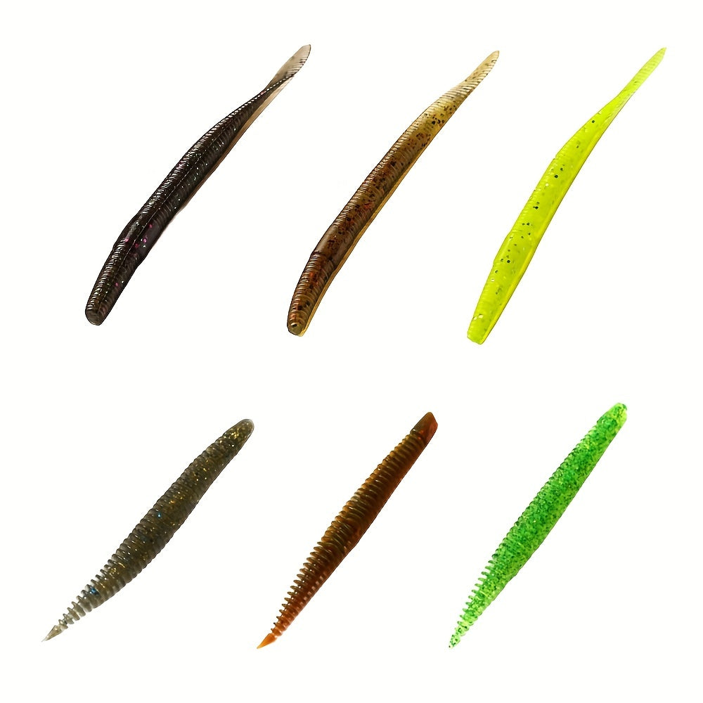 20pcs Mixed Soft Worm Fishing Lures 9.3in Flat Tailed Worm & 3.15in Floating