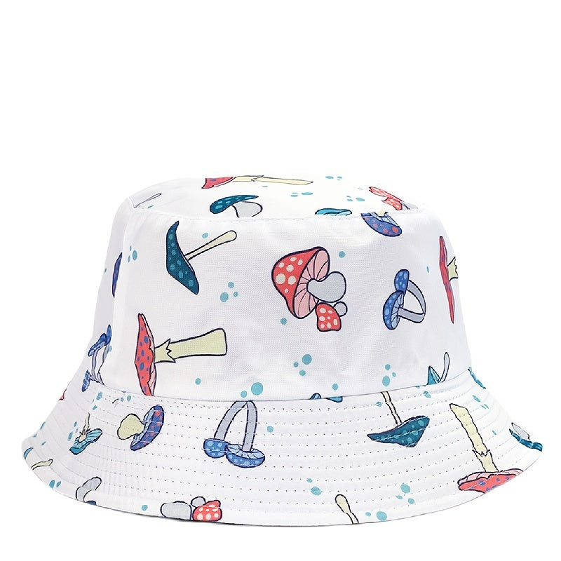 Mushroom Print Bucket Hat Lightweight Sunshade Cap Women