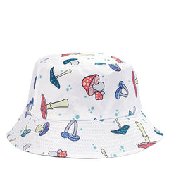 Mushroom Print Bucket Hat Lightweight Sunshade Cap Women