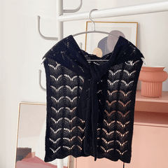 Geometric Hollow Out Shawl Knitted Warm Wrap Thin Breathable Cape Cardigan